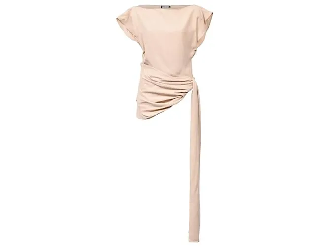 Top in crepe arricciato Jacquemus Espiral in poliestere beige