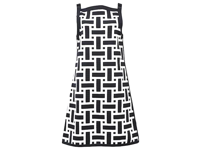 Abito Mini Geometrico Hermès in Seta Nera