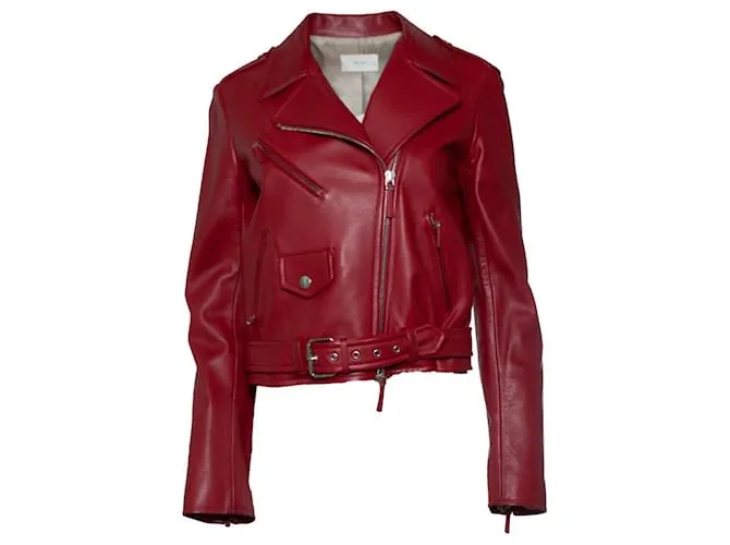 The Row, giacca da motociclista in pelle rossa Rosso