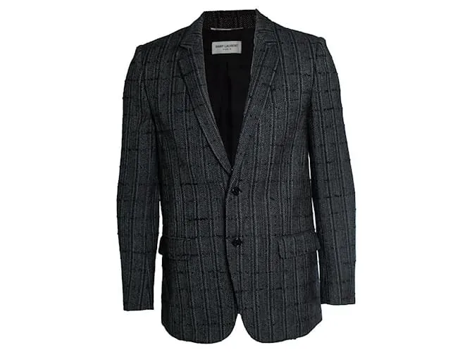 Blazer in tweed bianco e nero Saint Laurent, 2019