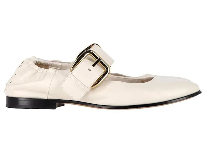 Ballerina Mary-Jane Astaire di Bottega Veneta in pelle crema Bianco Crudo