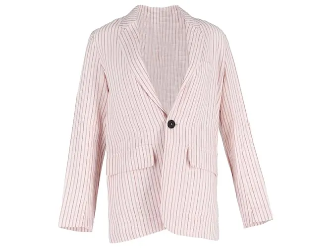 Blazer Woven Leto a Righe di Vanessa Bruno in Lino Bianco