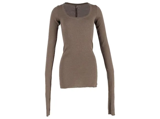 Maglione a maniche lunghe Rick Owens in viscosa marrone Rosso