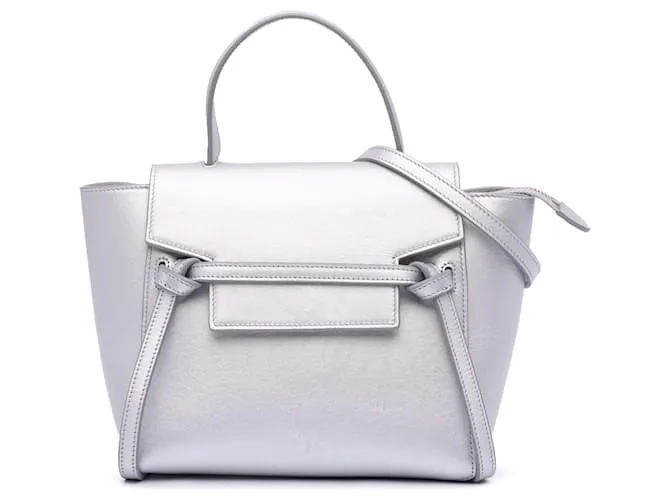 Céline Borsa a cintura in pelle di vitello laminata argento Celine