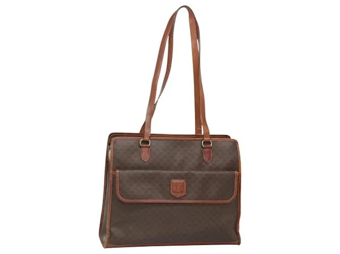 Céline Borsa a spalla in tela Macadam CELINE in pelle PVC marrone oro Auth BA2411 D'oro