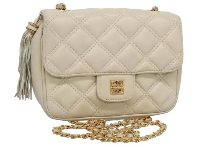 Borsa a spalla con catena GIVENCHY in pelle bianca e oro Auth 124695 Bianco D'oro