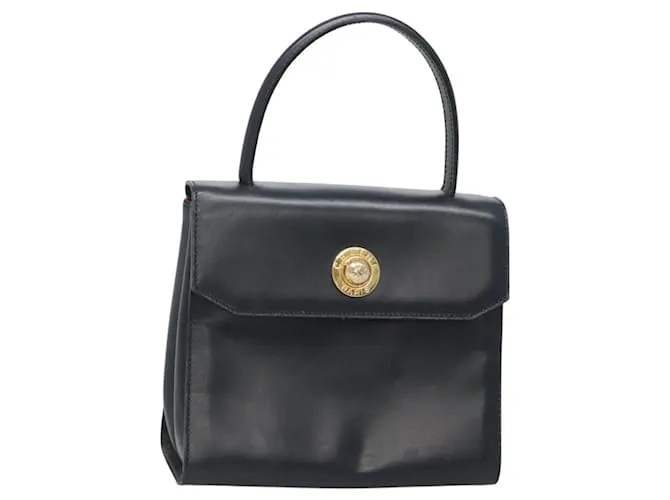 Céline Borsa a mano CELINE in pelle blu navy e oro Auth am8554 D'oro