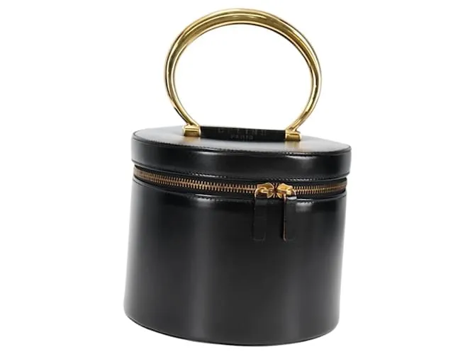 Céline Pochette cosmetica CELINE in pelle nera e oro Auth 125415V Nero D'oro