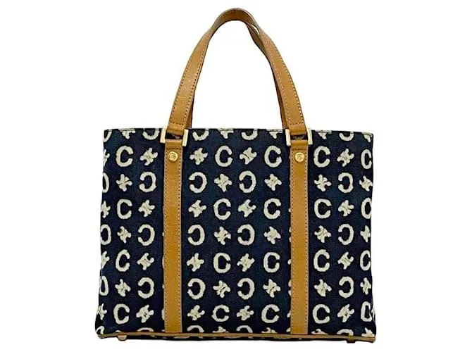 Céline Borsa a mano Celine EC-23318 Bianco Blu Beige Blu navy