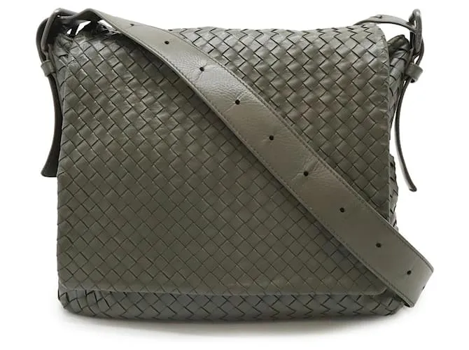 Borsa a Spalla Intrecciato di Bottega Veneta Marrone Cachi