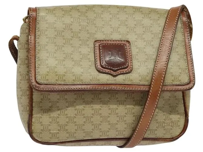 Céline Borsa a spalla in tela Macadam CELINE PVC beige Auth 118792