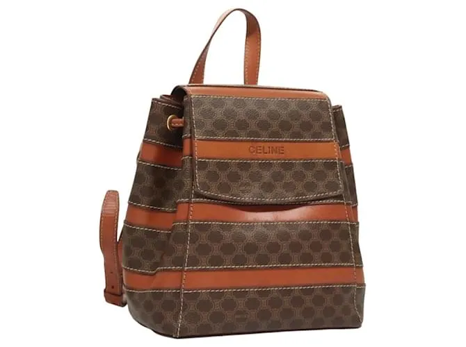 Céline Zaino in tela Macadam CELINE in pelle PVC marrone oro Auth 121181 D'oro