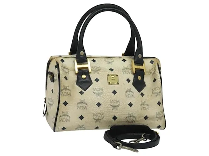 Borsa a mano Vicetos in PVC pelle MCM Logogram 2 vie bianco oro Auth BA2592 D'oro