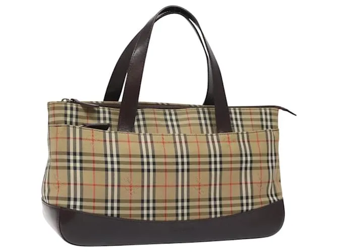 Autre Marque Borsa a mano in tela beige con motivo Nova Check di Burberrys, oro, autentica gh174 D'oro