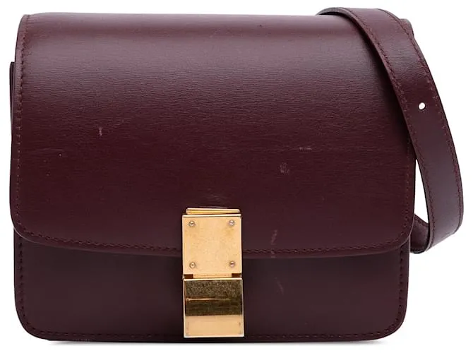 Classic Box Céline Celine Rosso Piccolo Pelle di Vitello Scatola Classica Bordò