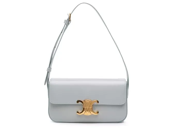 Céline Borsa a spalla Claude in pelle di vitello lucida Celine Gray Marrone Grigio