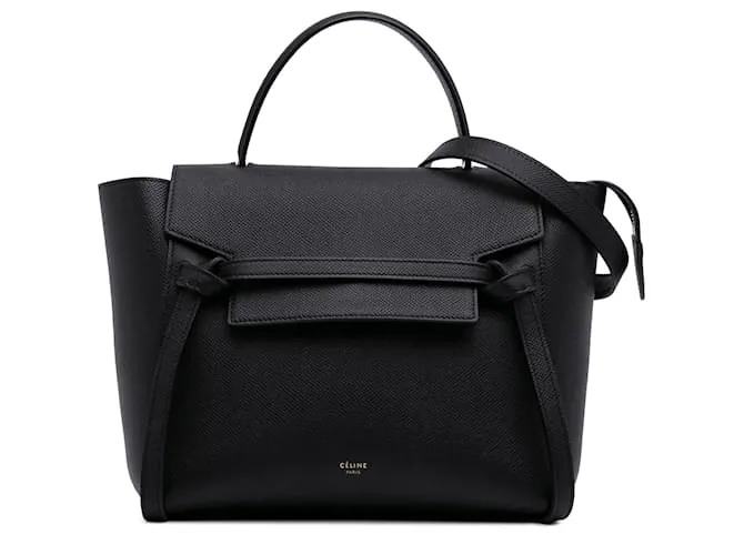 Céline Belt bag in pelle di vitello micrograna nera Celine Nero