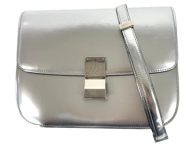 Céline Borsa a spalla in pelle Celine Argento Metallico