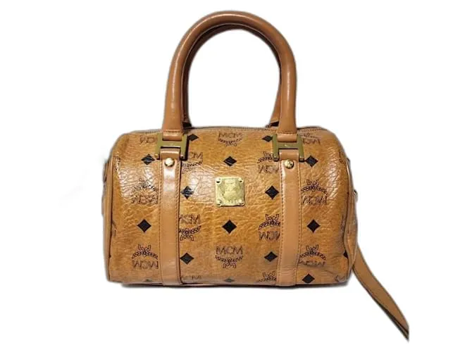 Borsa Boston Small MCM in cognac Marrone