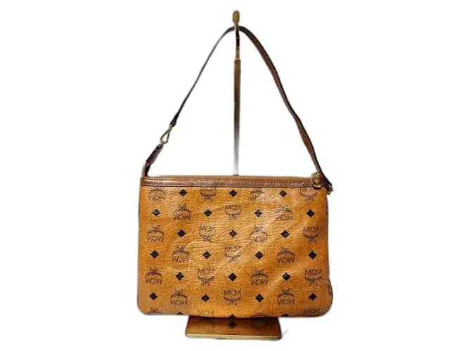 MCM Visetos Liz Shopper Tote Pochette Cognac Marrone