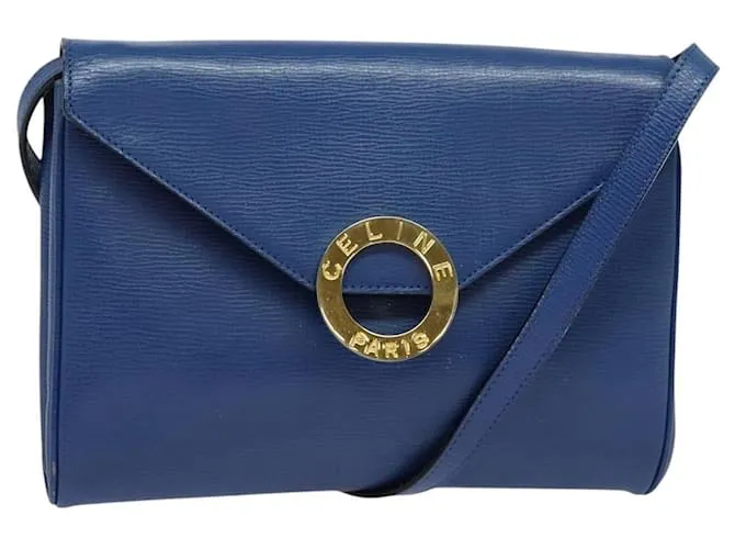 Céline Borsa a Spalla CELINE in Pelle Blu Oro Auth 125614 D'oro