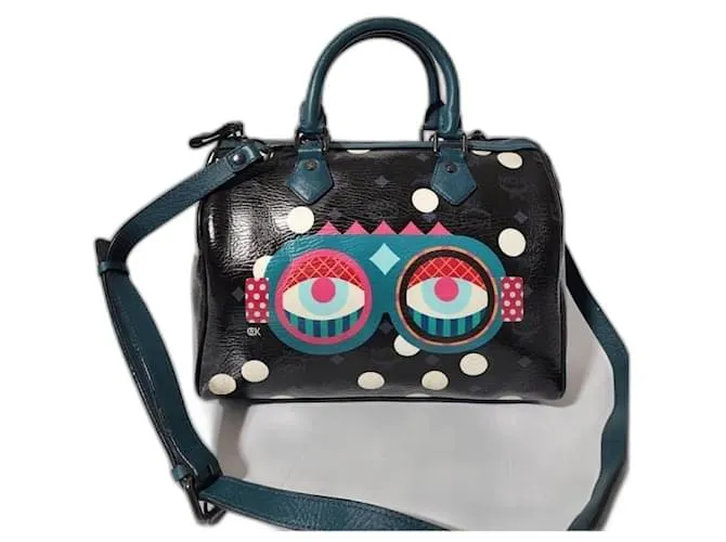 MCM Craig & Karl Snowdome Borsa Boston Nera/Verde Nero