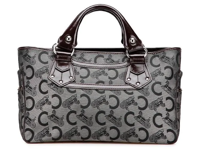 Céline Borsa a mano Celine Boogie Bag C in tela Macadam e pelle Nero