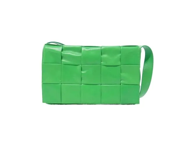 Borsa a spalla in pelle di vitello verde Bottega Veneta