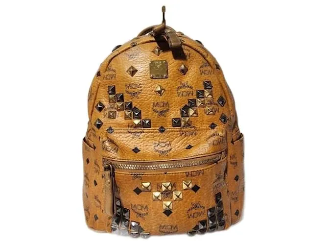 MCM Visetos Studded Small Stark M Zaino Cognac Marrone