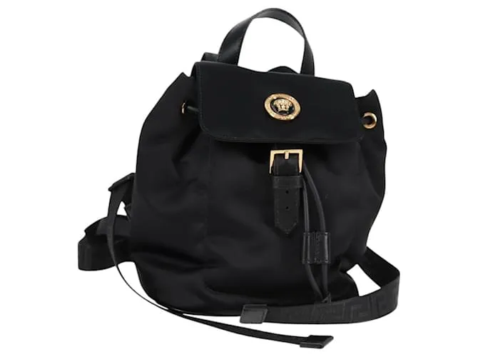 Zaino VERSACE in nylon nero e oro Auth 118730A D'oro