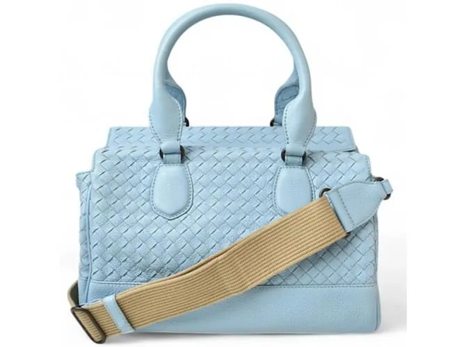 Borsa a spalla Mini Boston di Bottega Veneta Blu chiaro