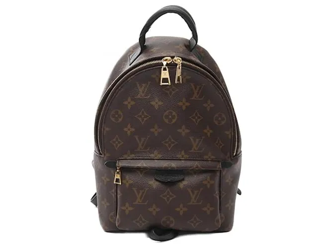 Zaino Palm Springs PM di Louis Vuitton Marrone Nero Monogramma