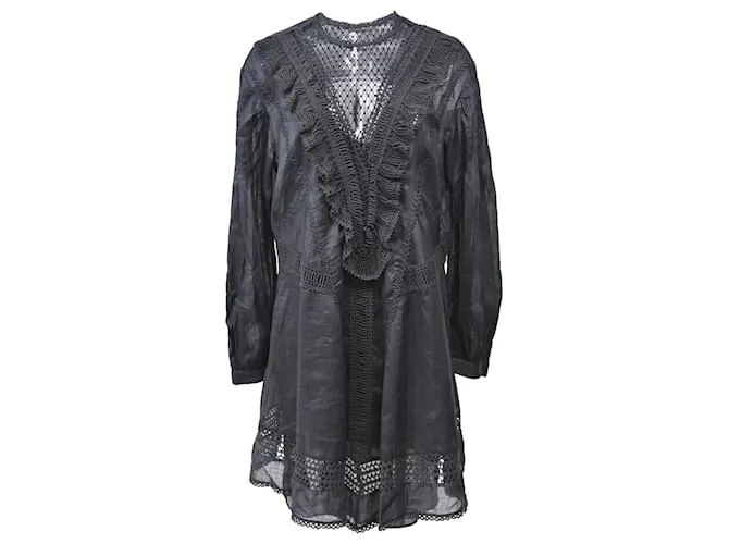 Abito Mini Rowina Isabel Marant in Ramie Nero