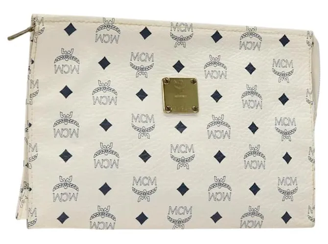 Borsa a mano Vicetos MCM Logogram in pelle PVC bianca e oro Auth gh169 Bianco D'oro