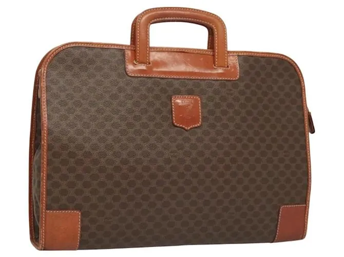 Céline Borsa a mano in tela Macadam CELINE in pelle PVC marrone Auth 118629