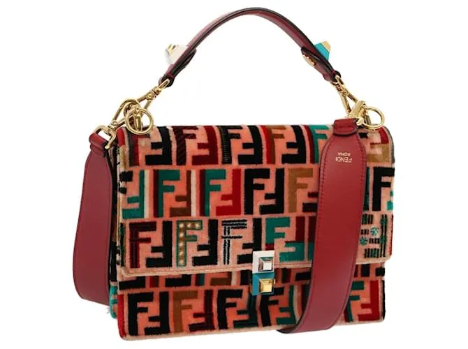 Zucca Borsa in velluto jacquard FF Fendi Roma Rosa