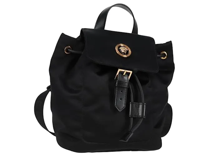Zaino VERSACE in nylon nero e oro Auth 118728A D'oro