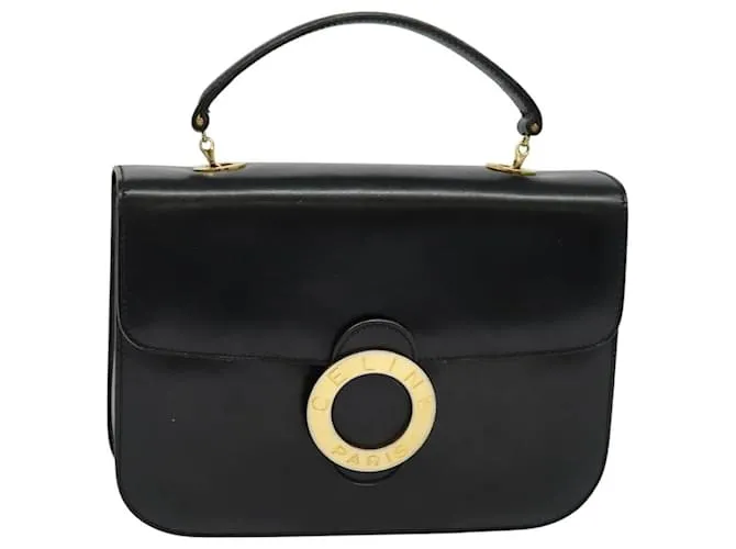 Céline Borsa a mano CELINE in pelle nera e oro Auth 125958 Nero D'oro