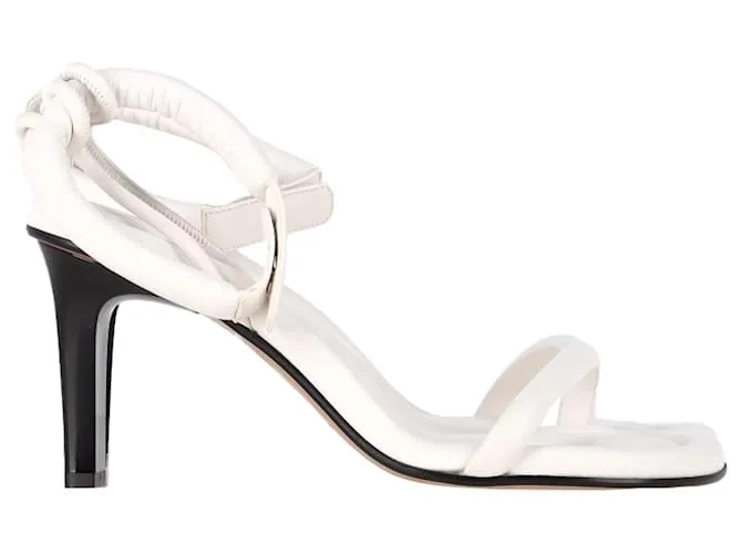 Sandali imbottiti Isabel Marant Katree 85 in pelle bianca Bianco Crudo