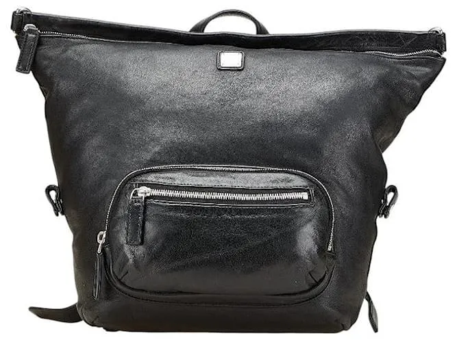 Zaino in pelle con logo MCM Nero