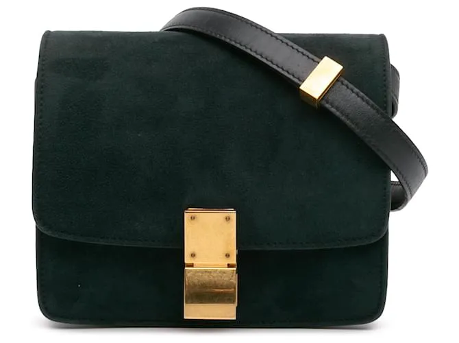 Classic Box Céline Celine Verde Piccola Camoscio Scatola Classica Verde scuro