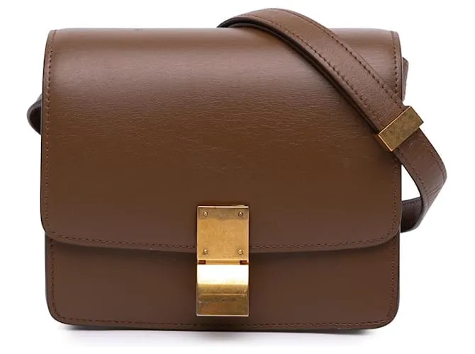 Classic Box Céline Celine Piccola Scatola Classica in Pelle di Vitello Marrone