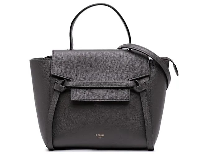 Céline Borsa a cintura in pelle di vitello grana nano Celine Brown Marrone Marrone scuro