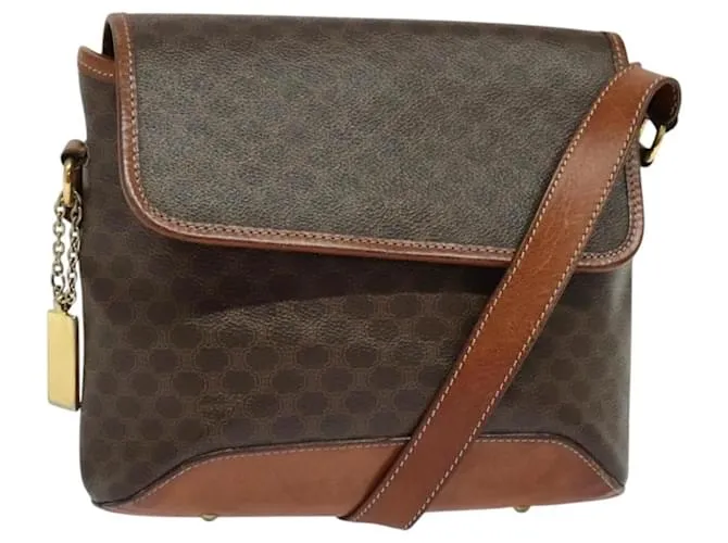 Céline Borsa a spalla in tela Macadam CELINE in pelle PVC marrone oro Auth 121207 D'oro