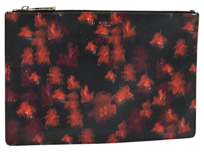 Borsa a pochette GIVENCHY in pelle Safiano rossa argento autentica BA2760 Rosso