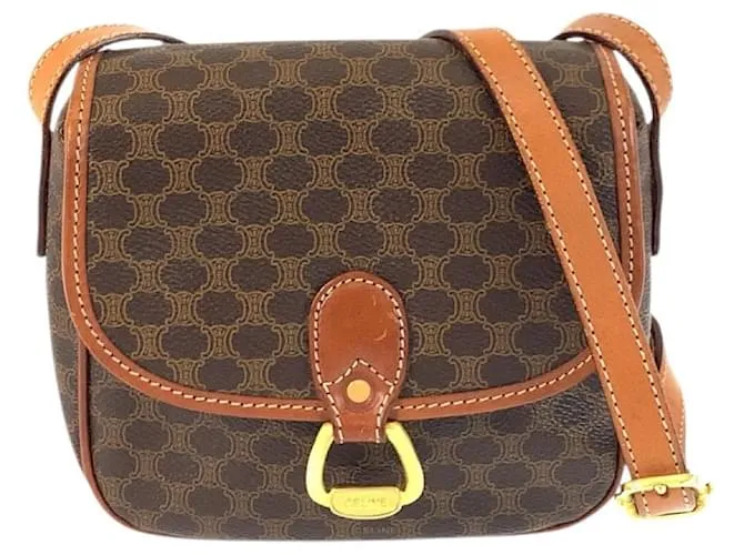 Céline Borsa a spalla in pelle PVC Celine Macadam Metallico Bronzo