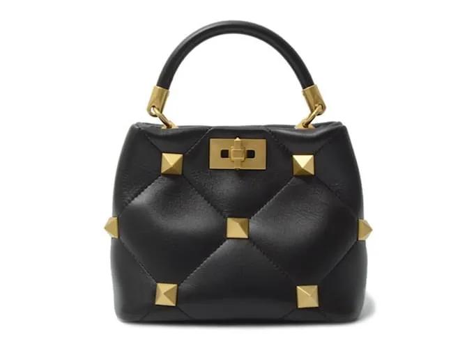 Borsa a manico piccolo Valentino Women's Roman Stud Nero