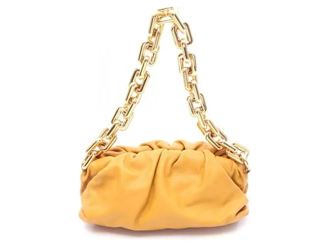 Borsa a spalla in pelle marrone Bottega Veneta con catena