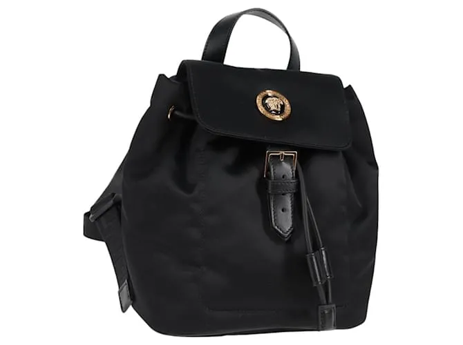 Zaino VERSACE in nylon nero e oro Auth 118729A D'oro