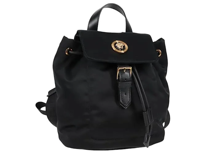 Zaino VERSACE in nylon nero e oro Auth 118732V D'oro